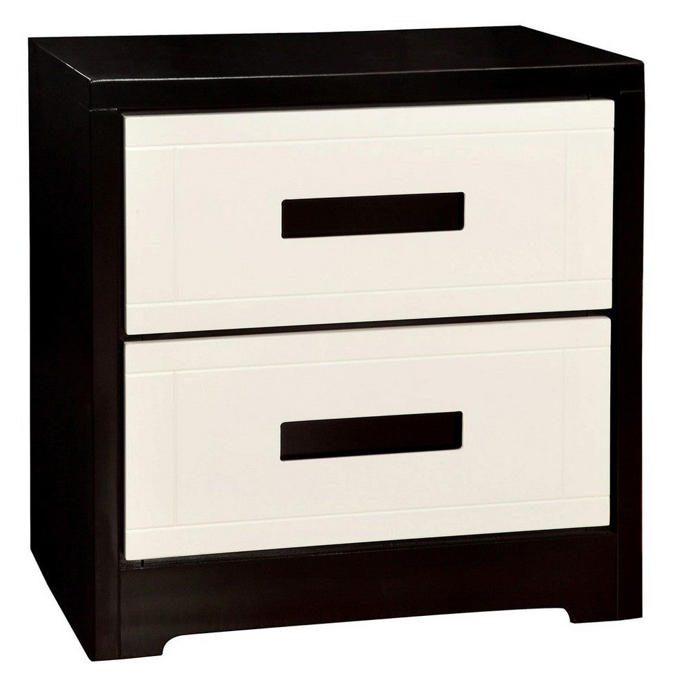 Rutger White/Black Wood Nightstand