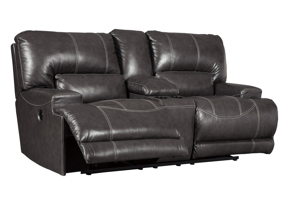 McCaskill Gray Leather Power Recliner Loveseat