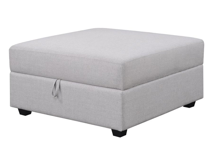 Cambria Grey Linen-Like Fabric Storage Ottoman