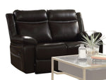 Corra Espresso PU Leather Manual Recliner Loveseat