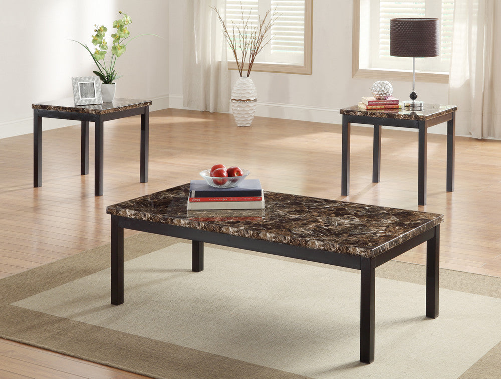 Tempe Black Metal Table Sets with Marble Top