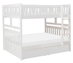 Galen White Wood Full Bunk Bed with Storage