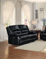 Jarita Black Bi-Cast Vinyl Manual Recliner Loveseat