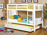 Cameron White Wood Twin Bunk Bed with Trundle