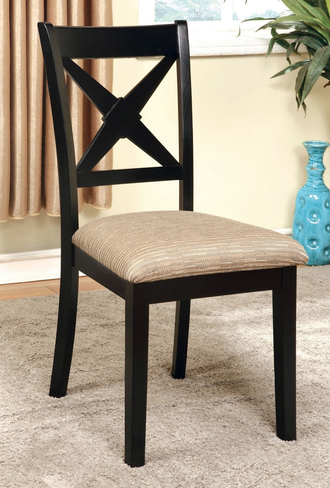 Liberta 2 Black Side Chairs w/ Tan Fabric Seat