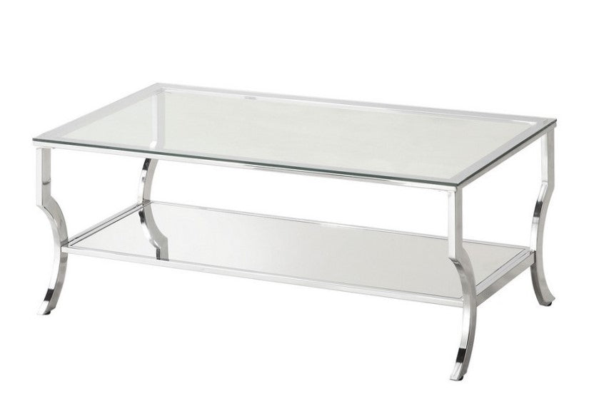 Saide Contemporary Clear Glass/Chrome Finish Coffee Table