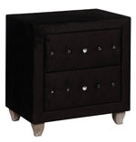 Alzire Black Fabric Upholstered Nightstand