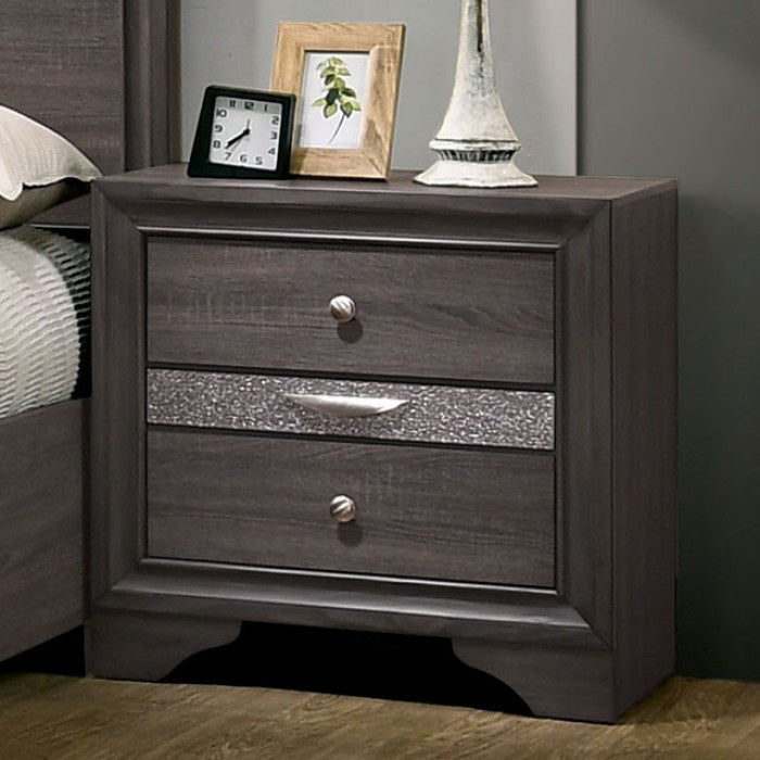 Chrissy Gray Wood Nightstand w/Jewelry Drawer