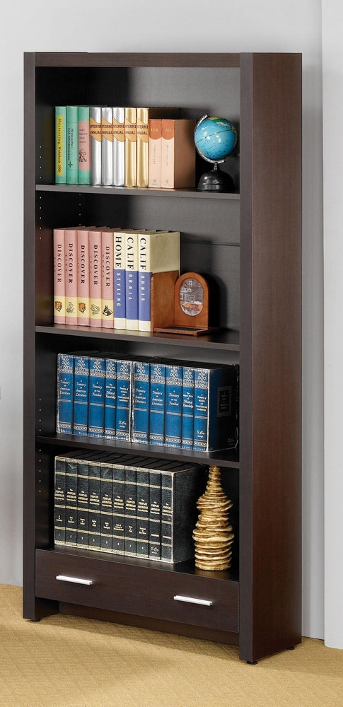 Skylar Cappuccino Wood Bookcase