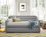 Tulney Gray Fabric Twin Daybed with Trundle