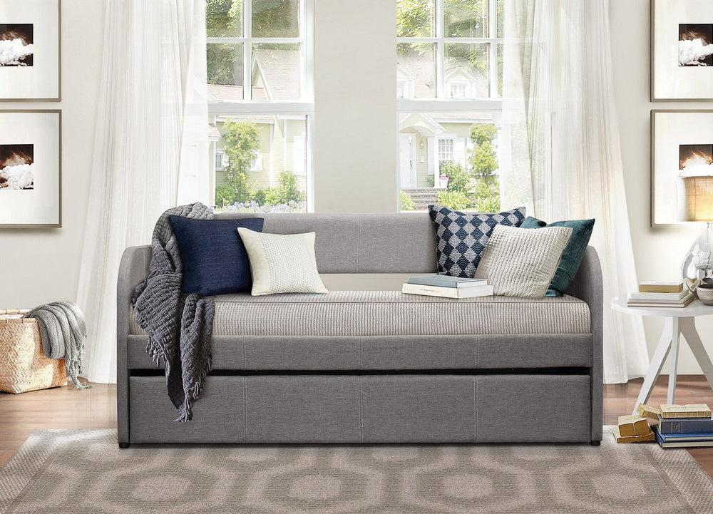 Roland Gray Fabric Twin Daybed with Trundle