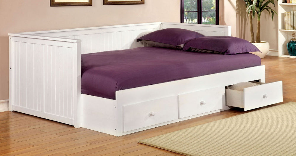 Wolford White Wood Full Daybed with Storage