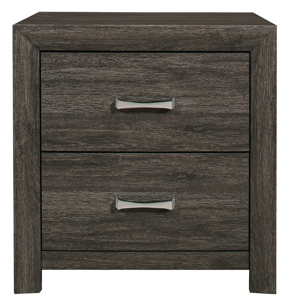 Edina Dark Gray Wood 2-Drawer Nightstand