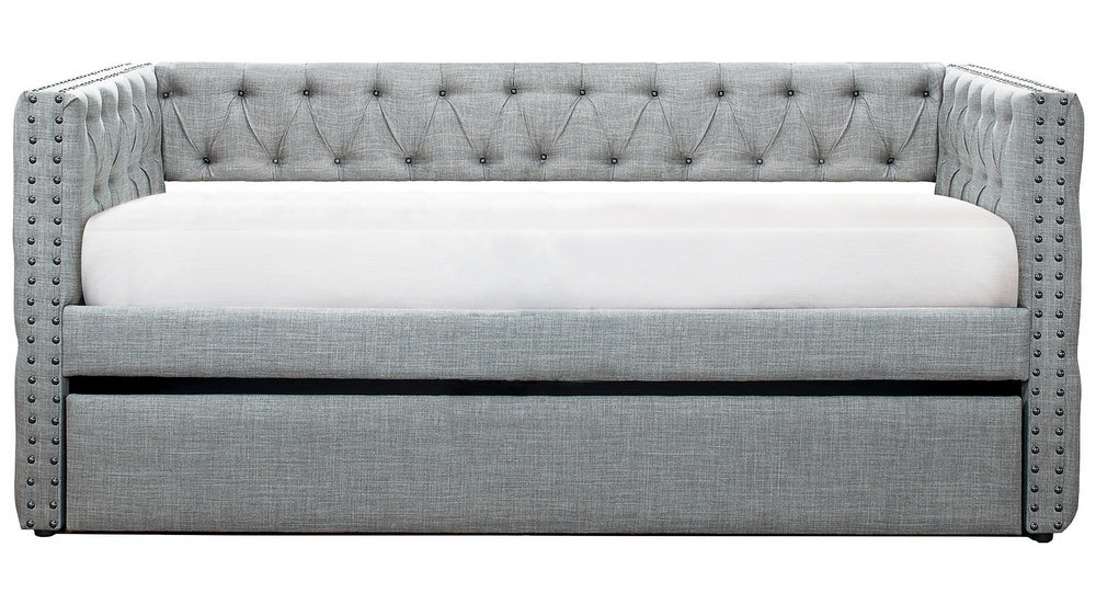 Adalie Gray Fabric Upholstered Twin Daybed with Trundle