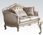 Chantelle Rose Gold PU Leather/Fabric/Pearl White Loveseat