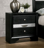 Chrissy Black Wood Nightstand w/Hidden Drawer