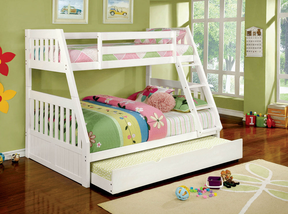 Canberra II White Twin/Full Bunk Bed w/Trundle