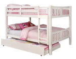 Cameron White Wood Full Bunk Bed with Trundle