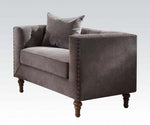 Sidonia Gray Velvet Chair with 1 Pillow