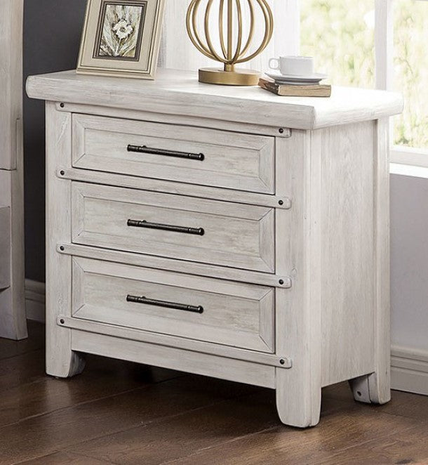 Shawnette Antique White Wood Nightstand