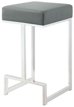 Judit Grey Leatherette/Chrome Metal Counter Height Stool