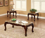 Lechester 3-Pc Dark Oak Faux Marble Table Set