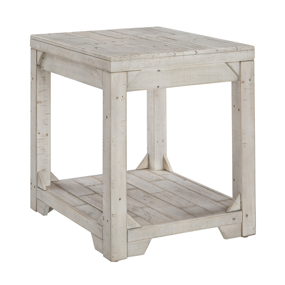 Fregine Whitewash Wood End Table