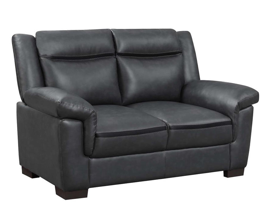 Arabella Contemporary Grey Leatherette Loveseat