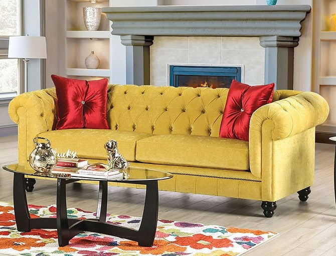 Eliza Royal Yellow Microfiber 2-Seat Sofa (Oversized)