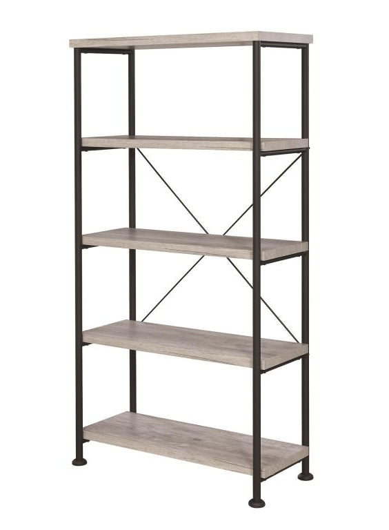 Analiese Grey Driftwood Wood/Black Metal Bookcase