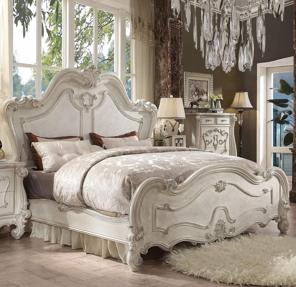 Versailles Bone White Wood Queen Bed (Oversized)