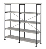 Analiese Grey Driftwood Wood/Black Metal Double Bookcase