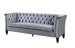 Honor Blue-Gray Velvet Sofa with Nailhead Trim