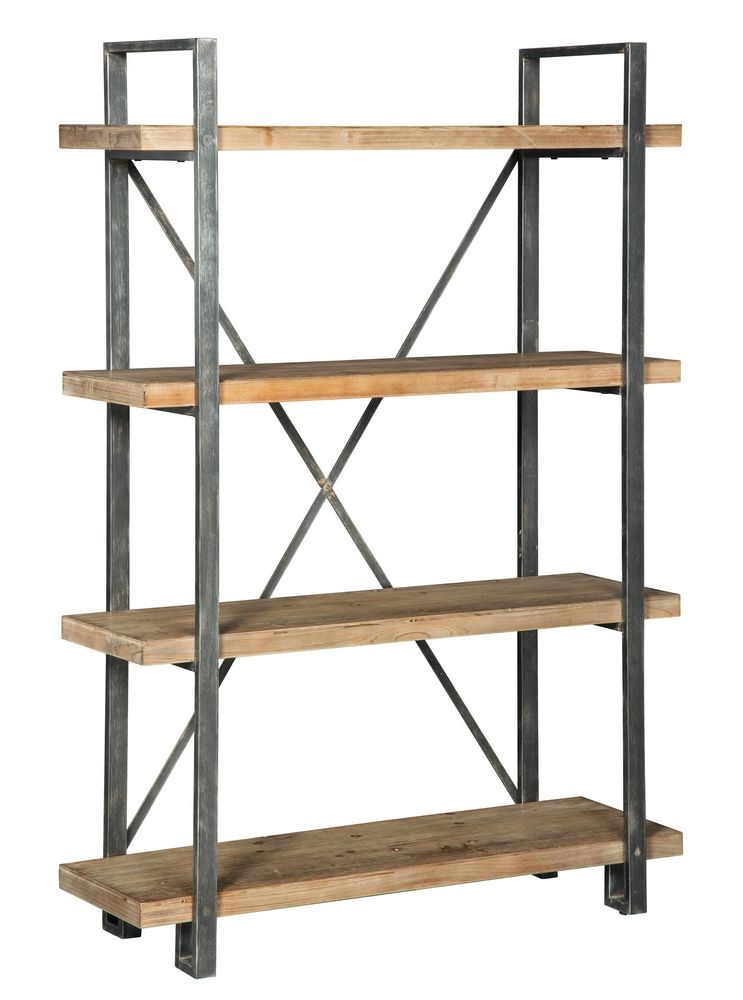 Forestmin Brown Wood/Gray Metal Bookcase