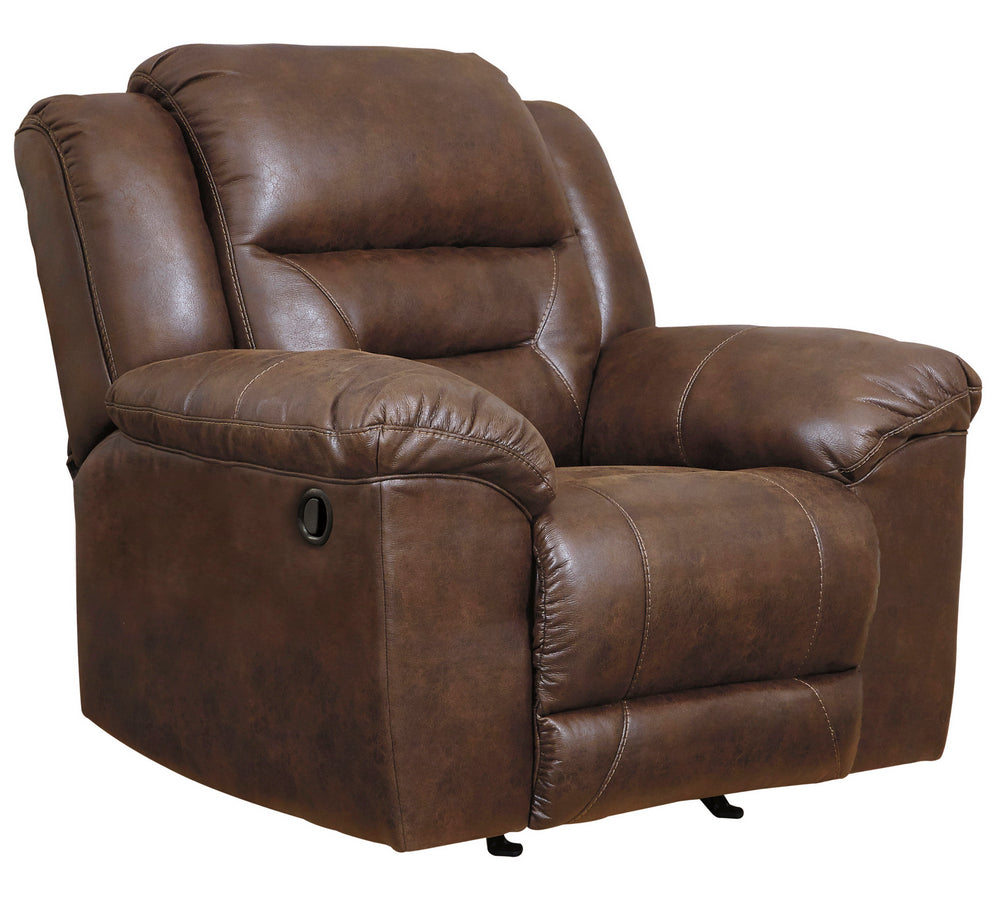 Stoneland Chocolate Faux Leather Manual Rocker Recliner