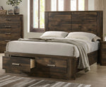 Elettra Rustic Walnut Wood King Bed with Storage