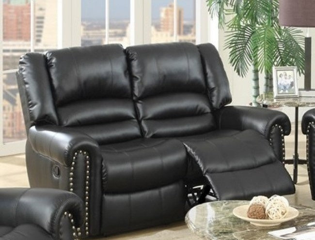 Leelo Black Bonded Leather Manual Recliner Loveseat