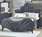 Dante Gray Velvet Upholstered Queen Bed (Oversized)