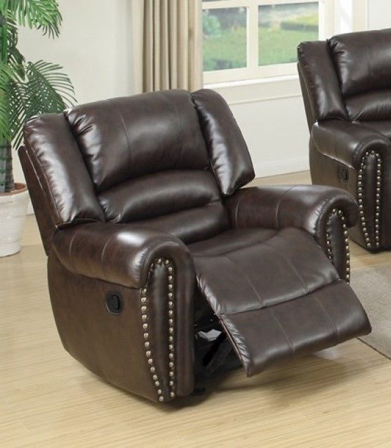 Leelo Brown Bonded Leather Manual Rocker Recliner