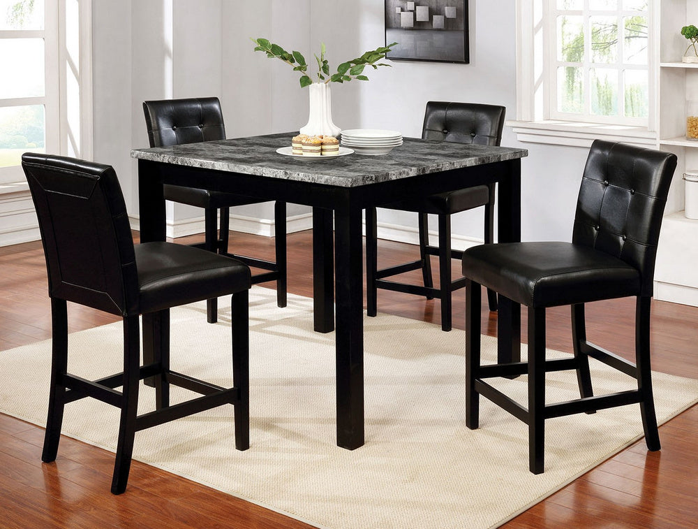 Wildrose 5-Pc Black Counter Height Table Set