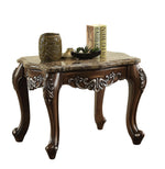 Latisha Antique Oak Marble/Wood Square End Table