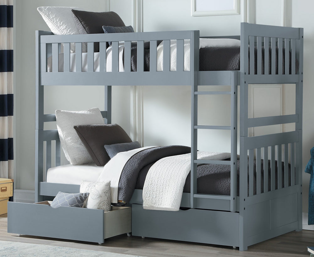 Orion Gray Wood Twin Bunk Bed with Underbed Storage