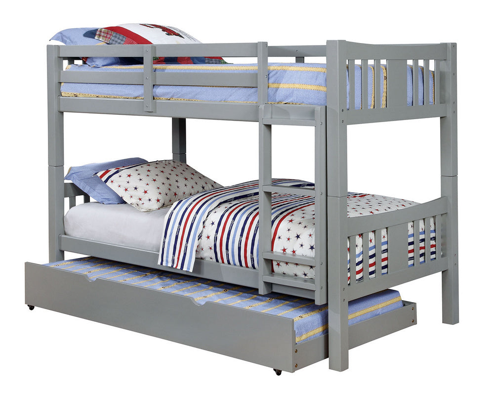 Cameron Gray Wood Twin/Twin Bunk Bed w/Trundle