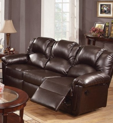 Piera Espresso Bonded Leather Manual Recliner Sofa