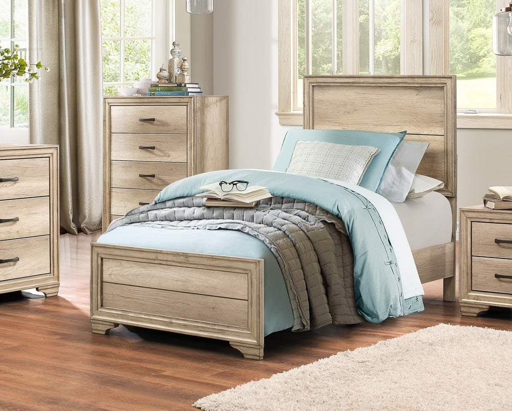 Lonan Modern Youth Rustic Wood Twin Bed