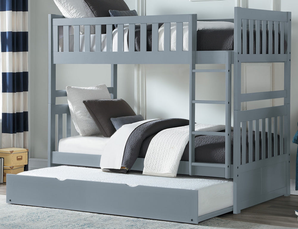 Orion Gray Wood Twin Bunk Bed with Trundle