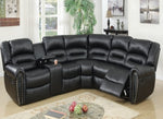 Leelo 3-Pc Black Bonded Leather Manual Recliner Sectional