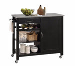 Ottawa Stainless Steel & Black Wood Kitchen Cart