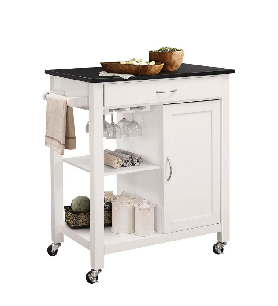 Ottawa Black & White Wood Kitchen Cart