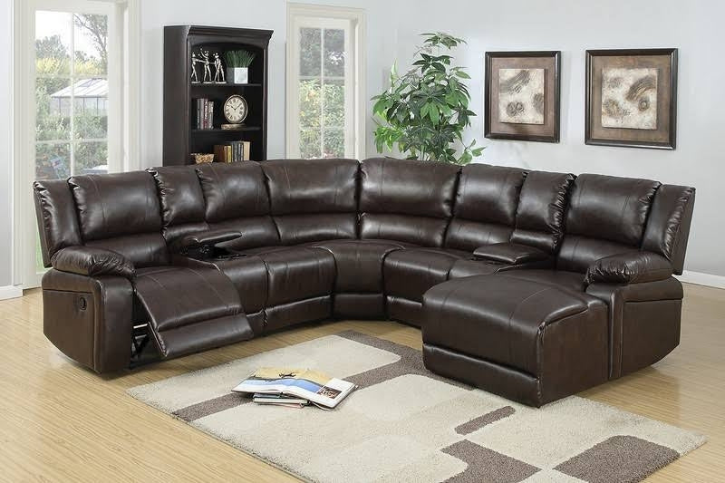 Maunu Brown Bonded Leather Manual Recliner RAF Sectional